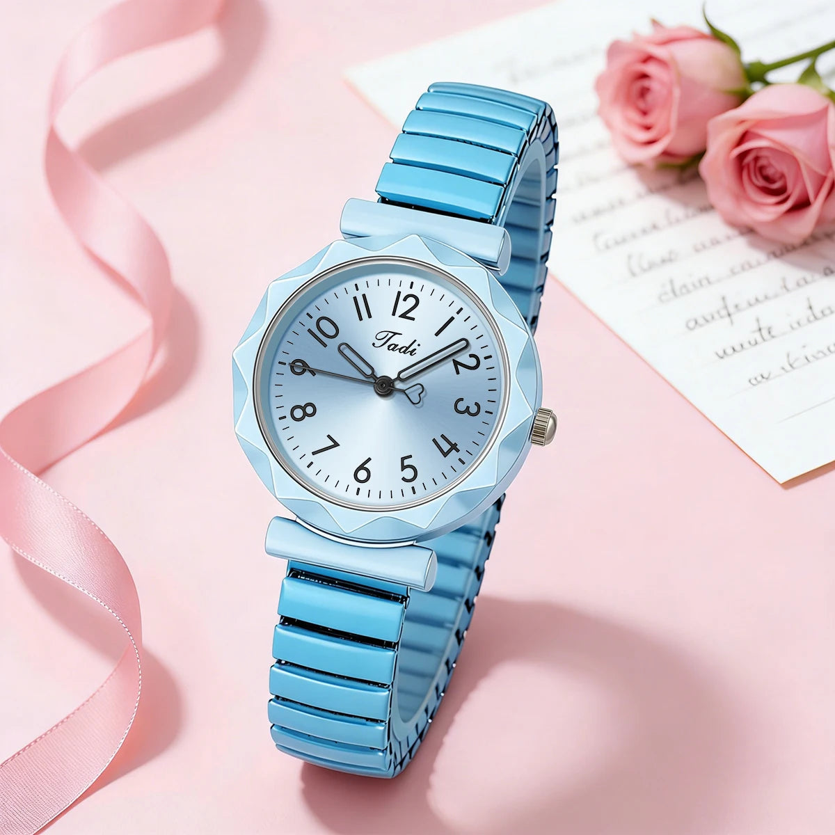 Round Dial Elastic Band Quartz Watch