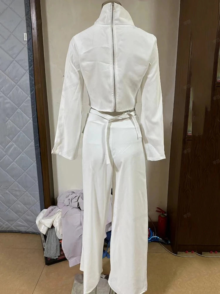 Turtleneck Top And Wide Leg Pants Set