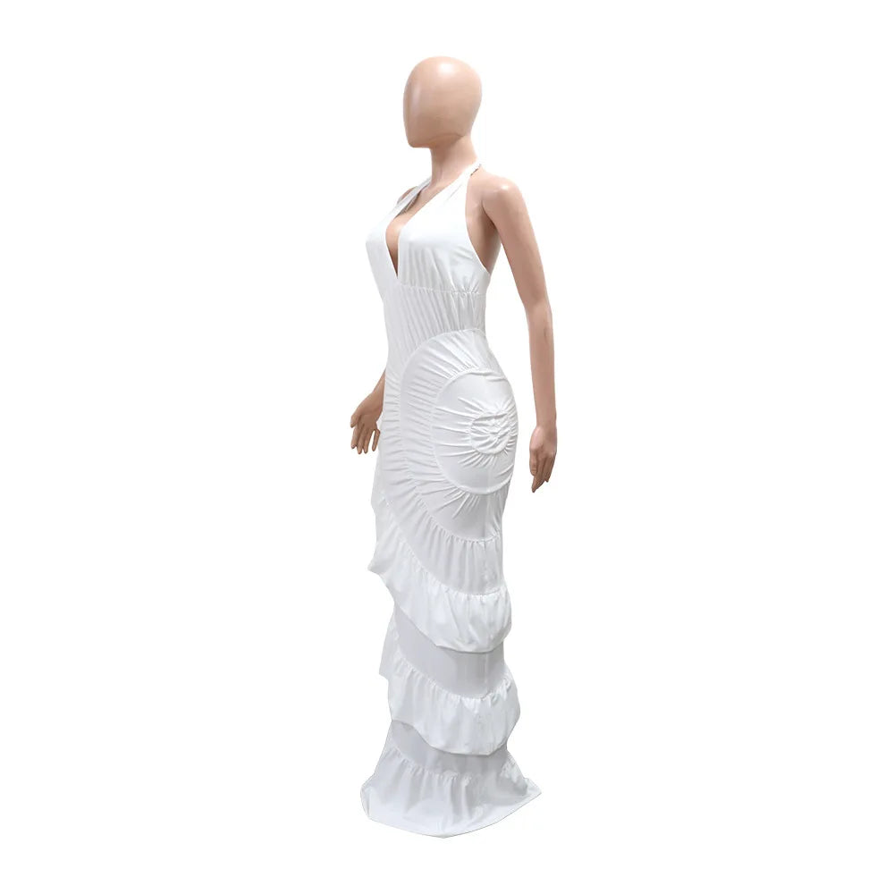 Halter Neck Ruched Satin Mermaid Evening Dress for Women