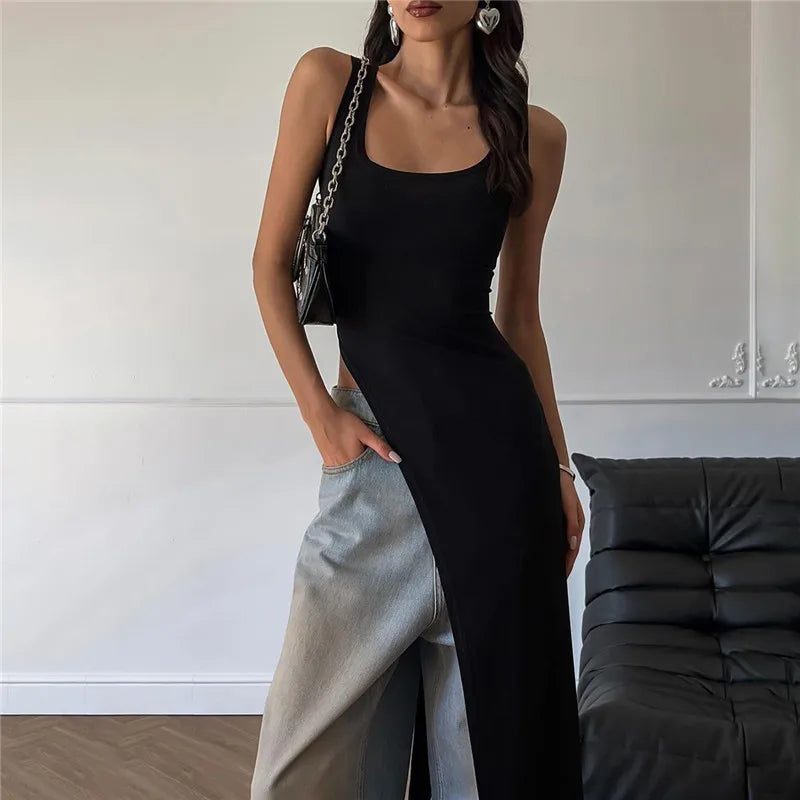 Elegant Asymmetrical High Slit Maxi Dress for Women