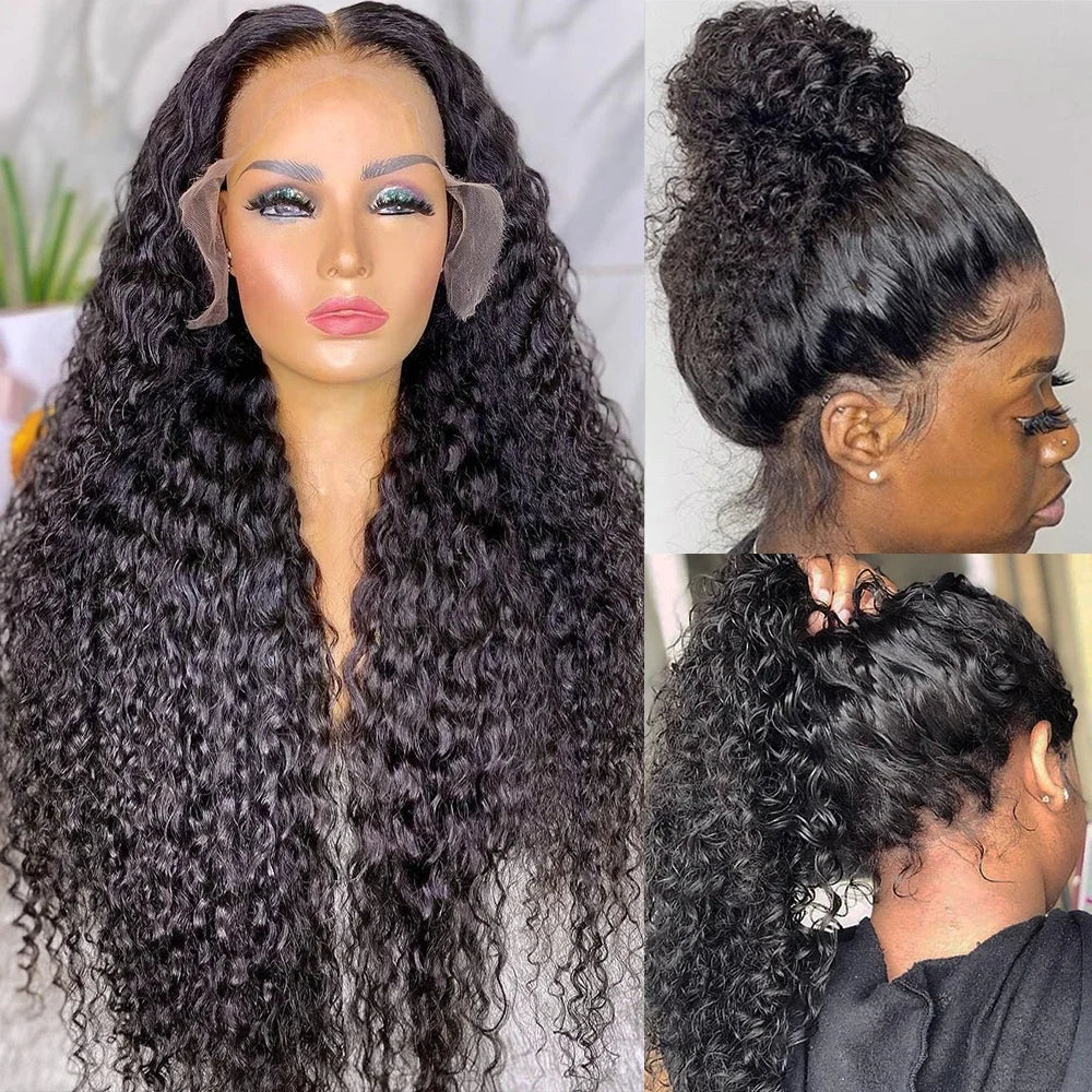 Glueless Deep Curly 360 Lace Front Human Hair Wig for Women