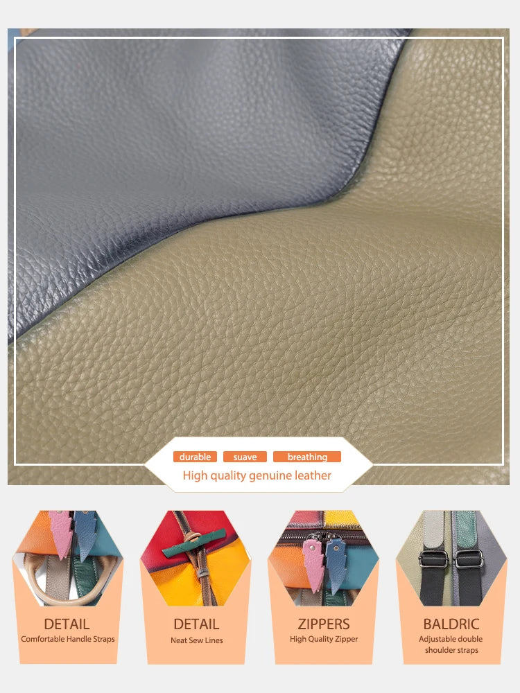 Large Capacity Soft Cow Leather Backpack for Women