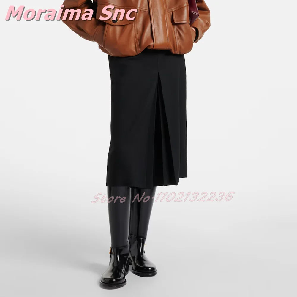 Elegant Patent Leather Round Toe Knee High Boots for Women