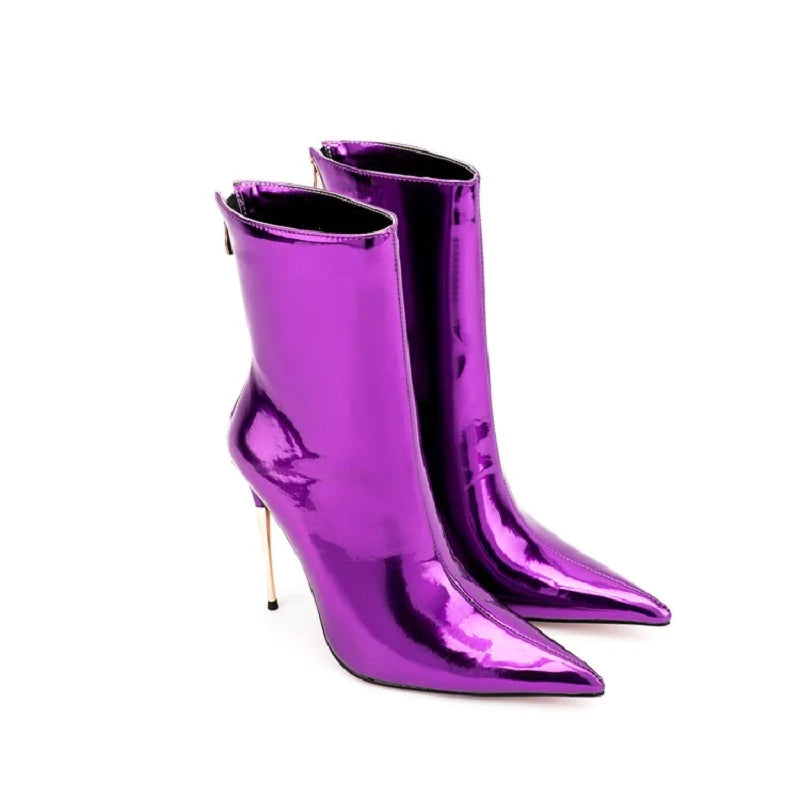 Glam Shiny Back Zipper Over The Knee Boots for Women