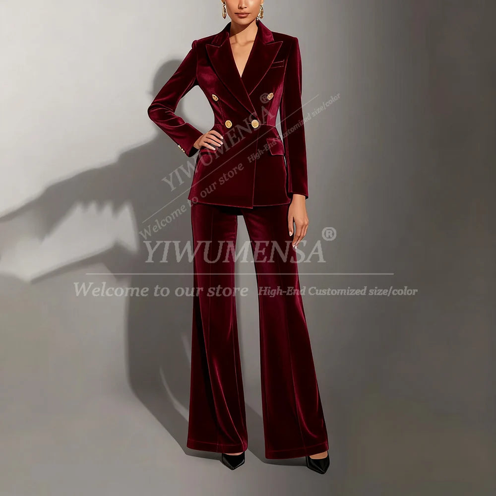 Velvet Double Breasted Two Piece Suit