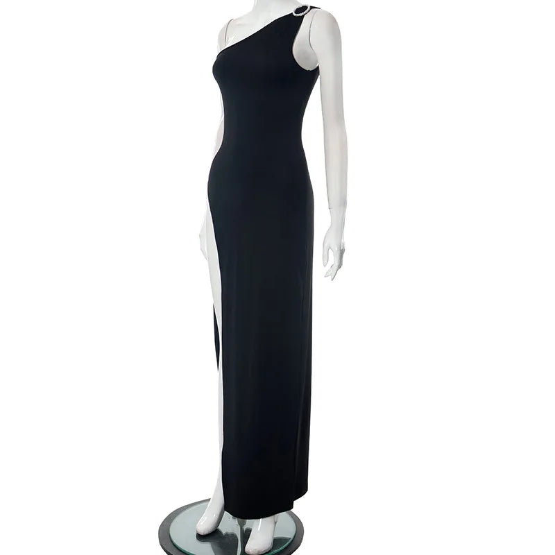 Backless One Shoulder Maxi Dress