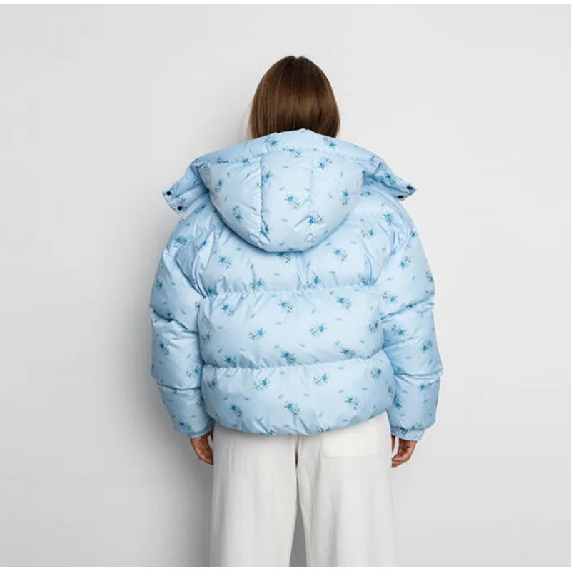 Casual Printed Zip Front Hoodie Jacket for Women