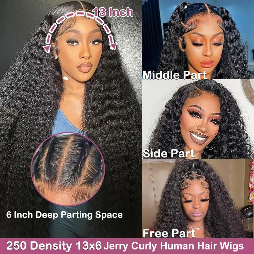 HD Transparent Lace Front Curly Human Hair Wig for Women