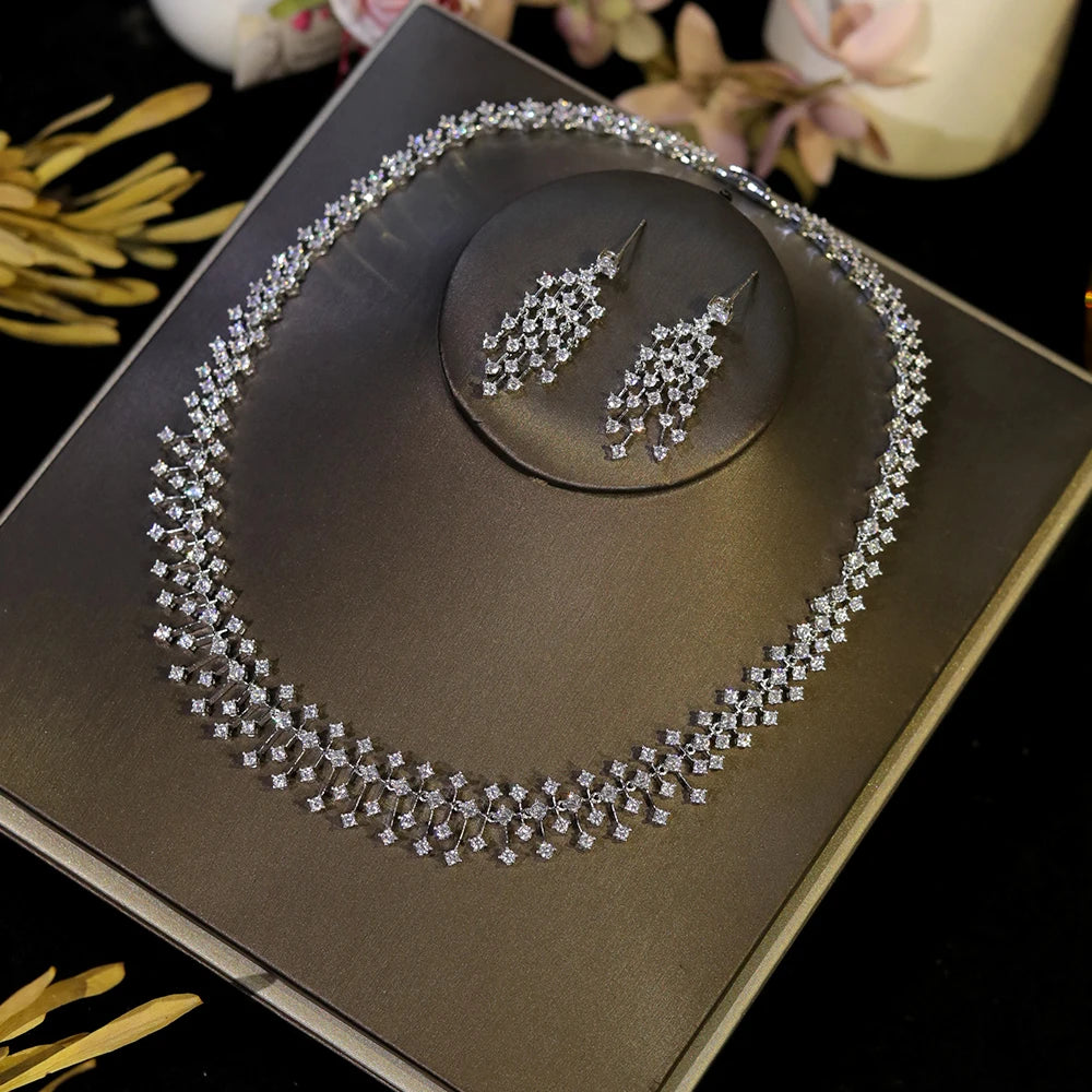 Elegant Water Drop Crystal Jewelry Set With Choker For Women