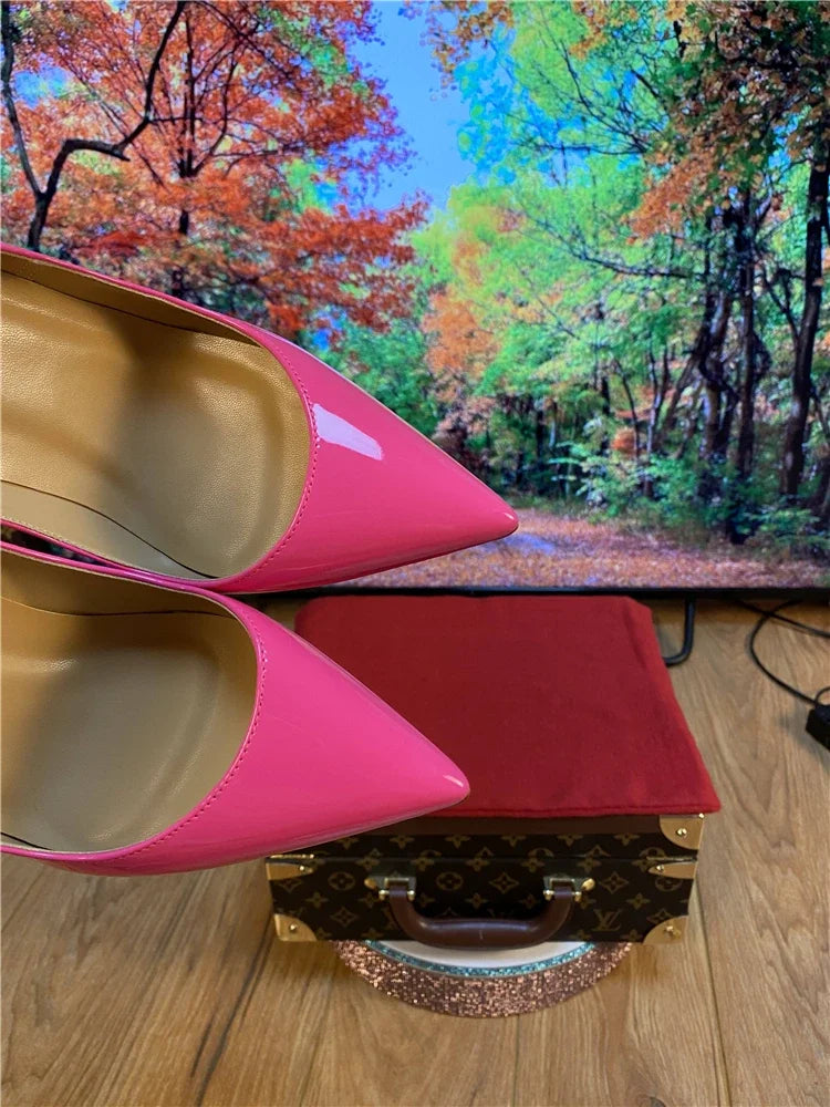 Pointed Patent Leather Slim High Heel Pumps for Women