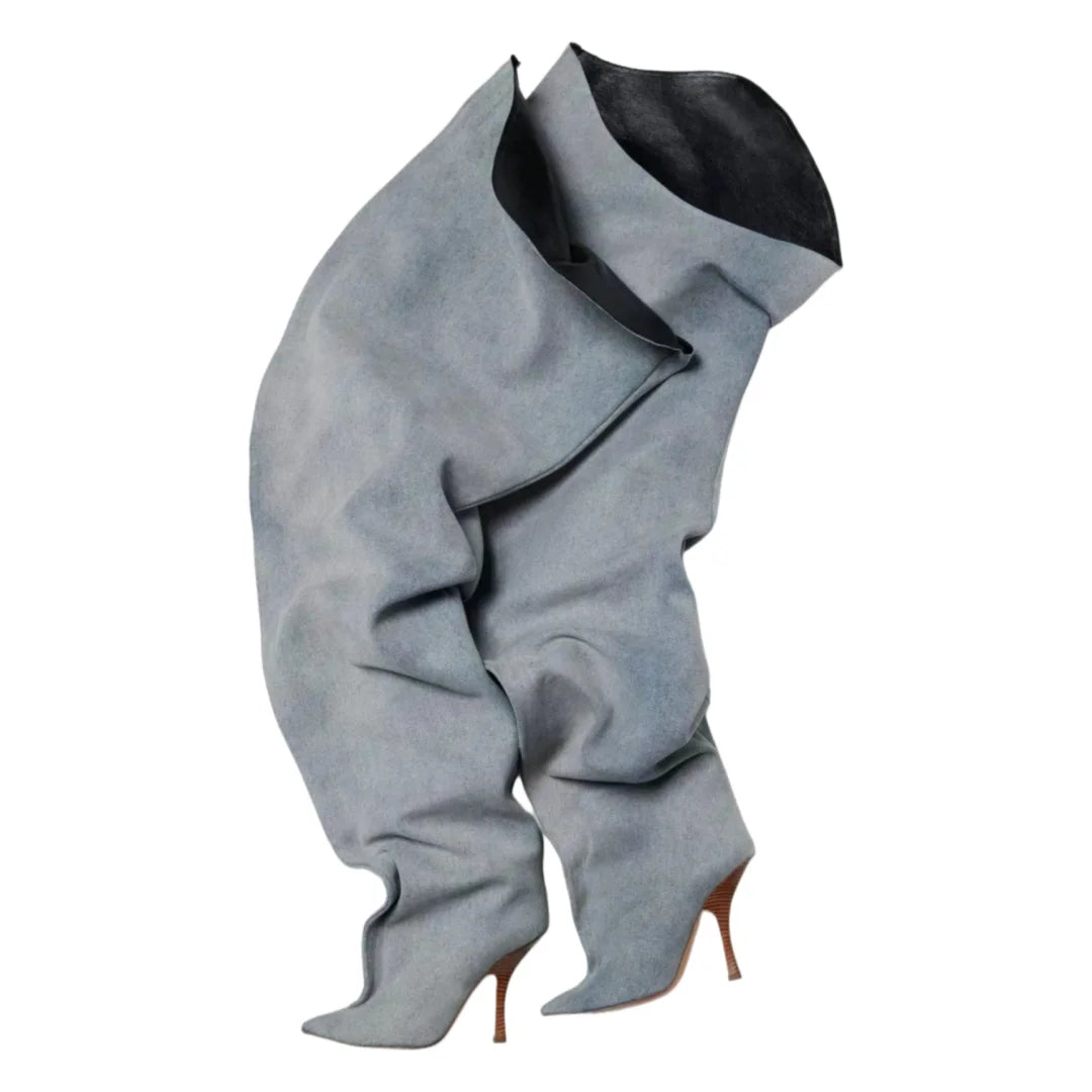 Pointed Over-the-Knee Boots With Thin Heels for Women