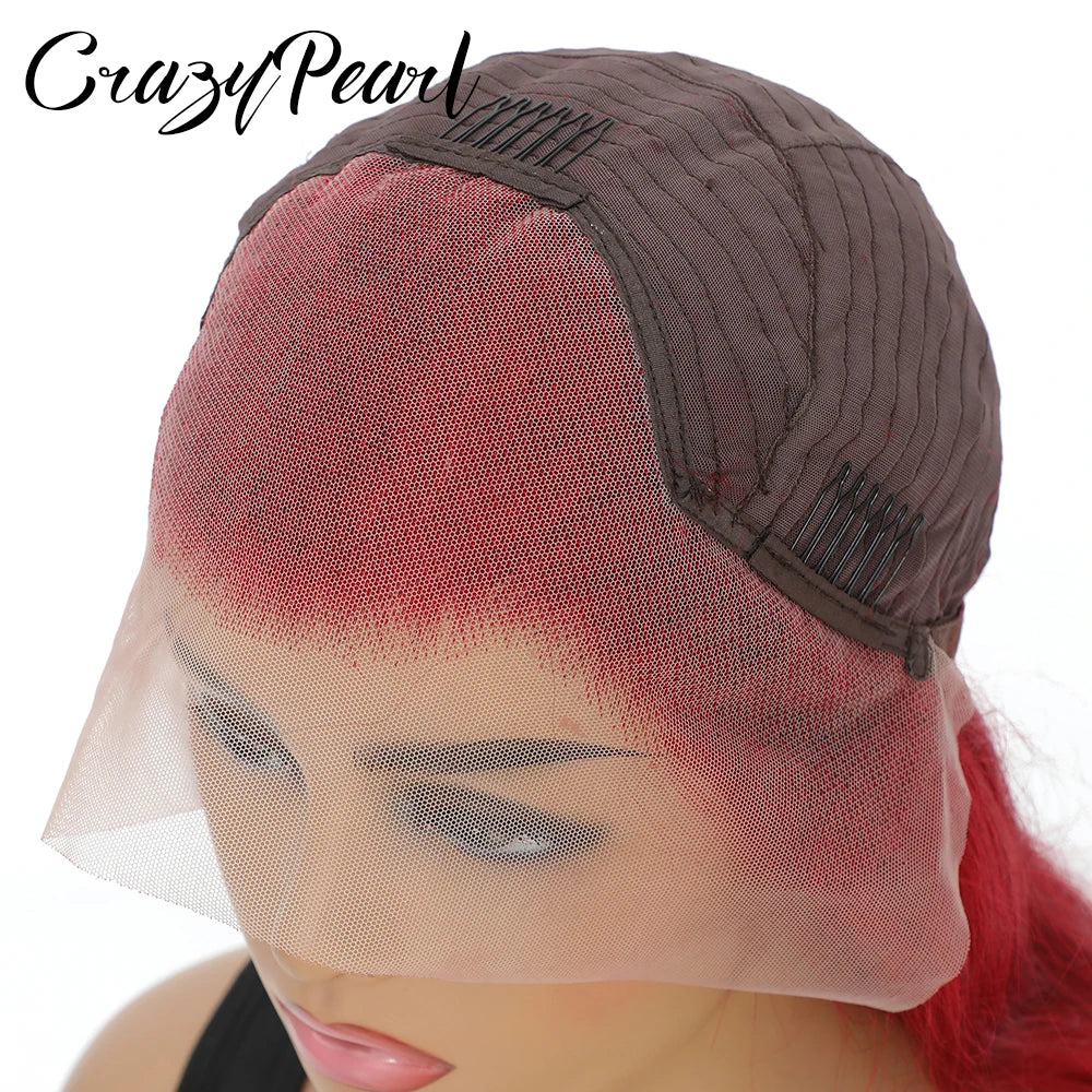 Burgundy Body Wave Lace Front Human Hair Wig for Women