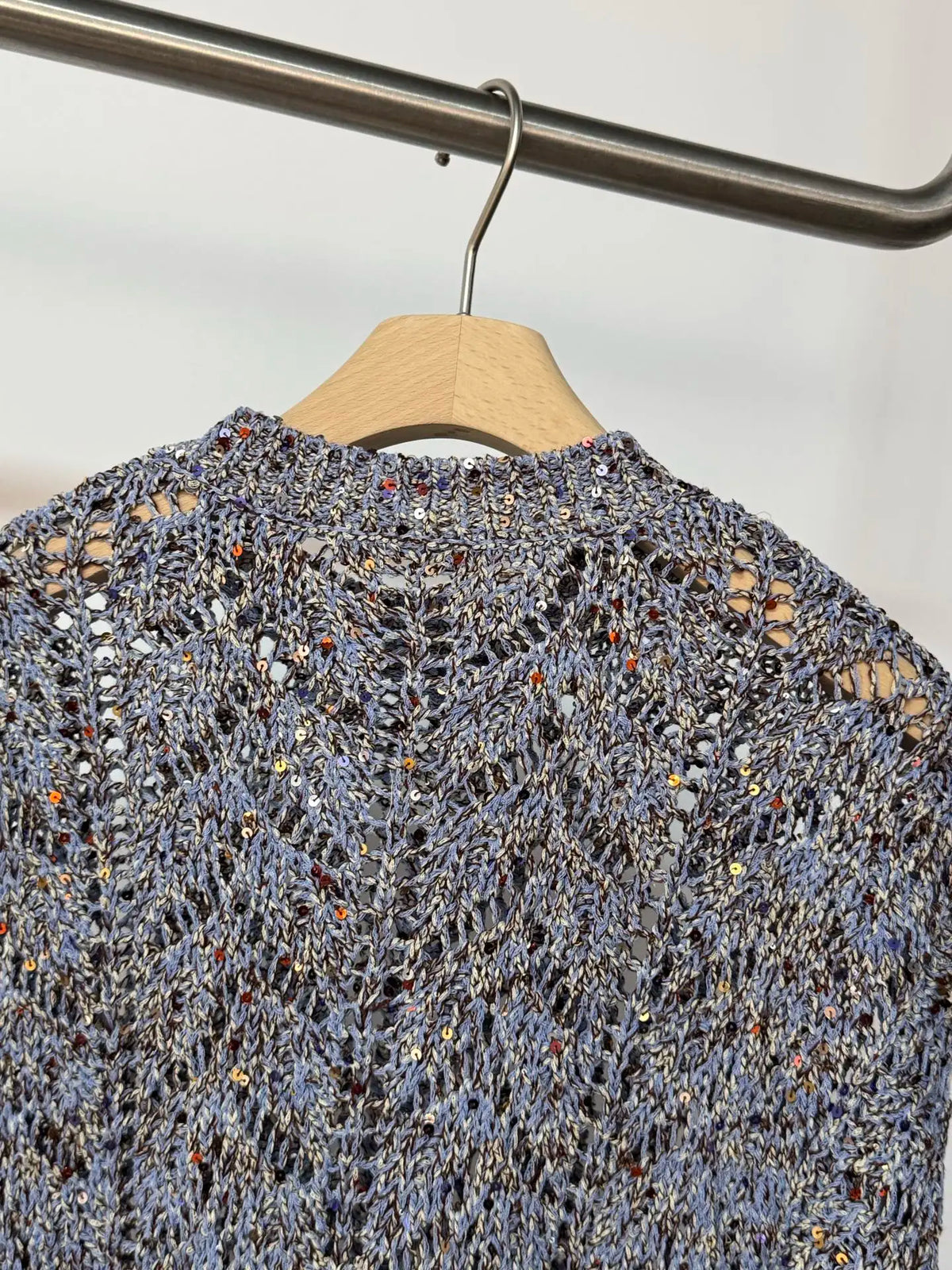 Embellished Diamond Sequin Lightweight Knit Sweater For Women