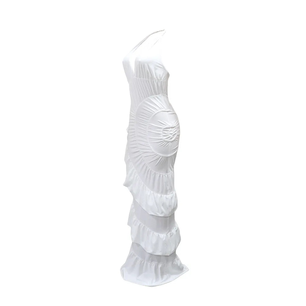Halter Neck Ruched Satin Mermaid Evening Dress for Women