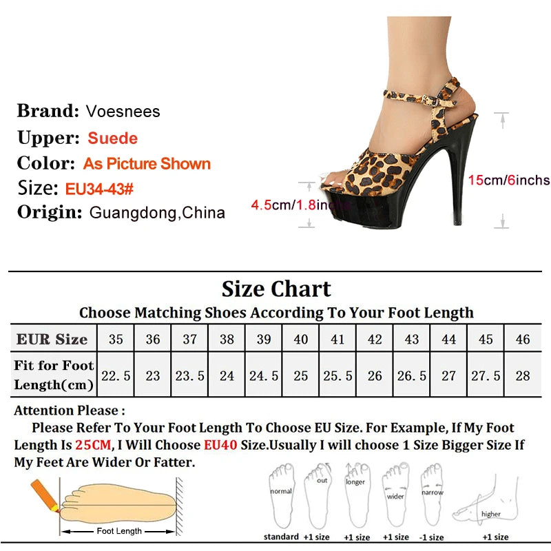 High Heel Leopard Print Platform Sandals for Women