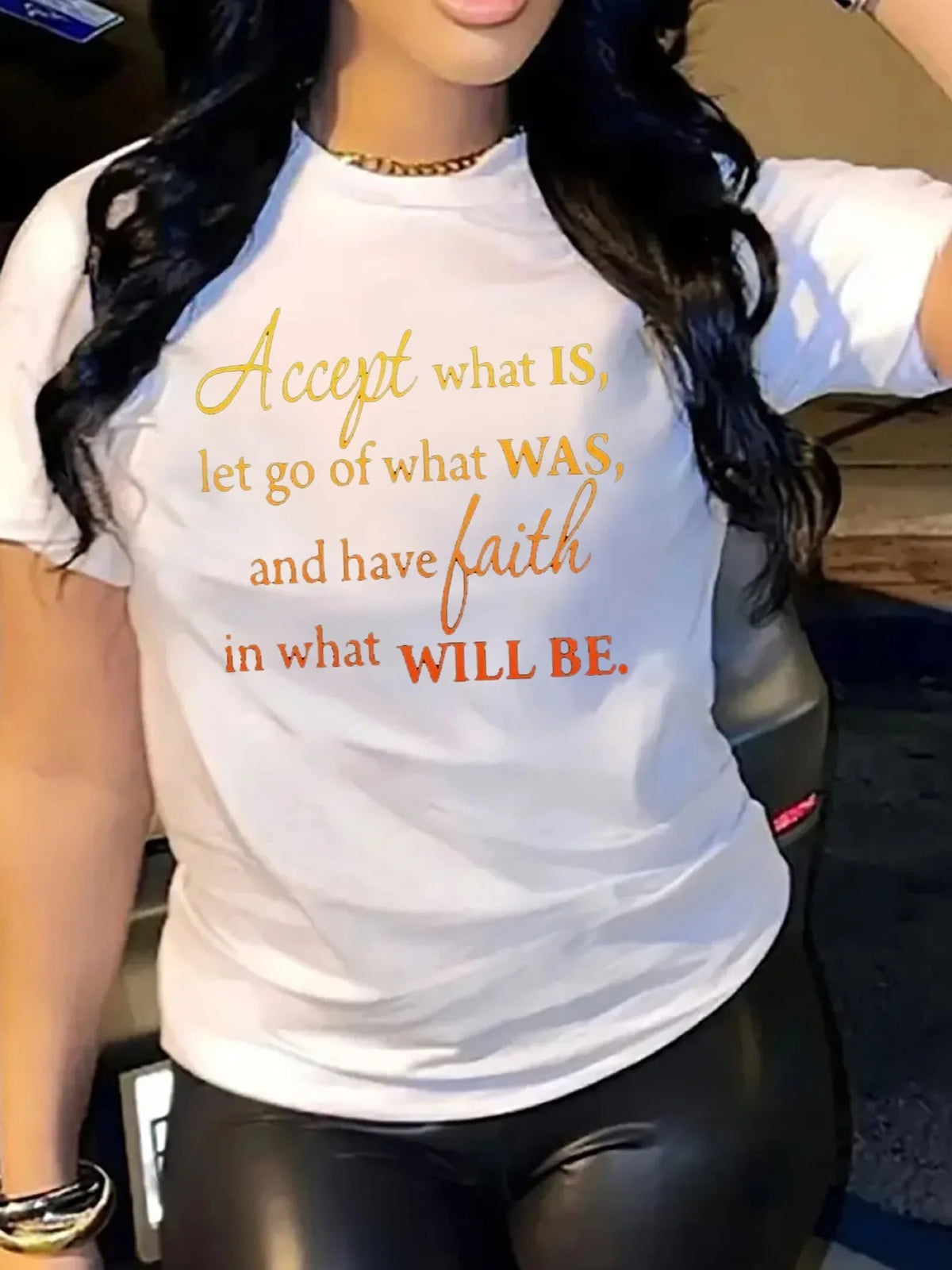 Inspirational Faith Quote Black Graphic T Shirt for Women
