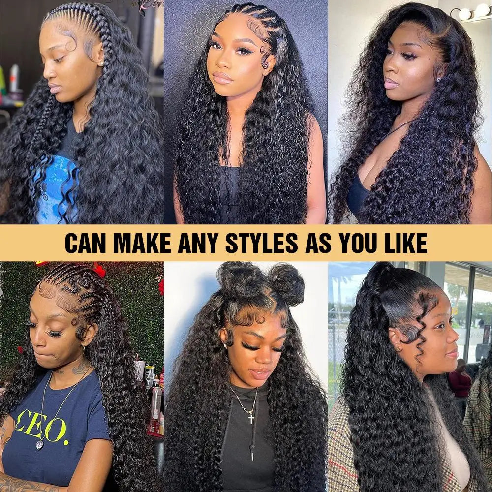 Natural Deep Wave Lace Frontal Human Hair Wig For Women