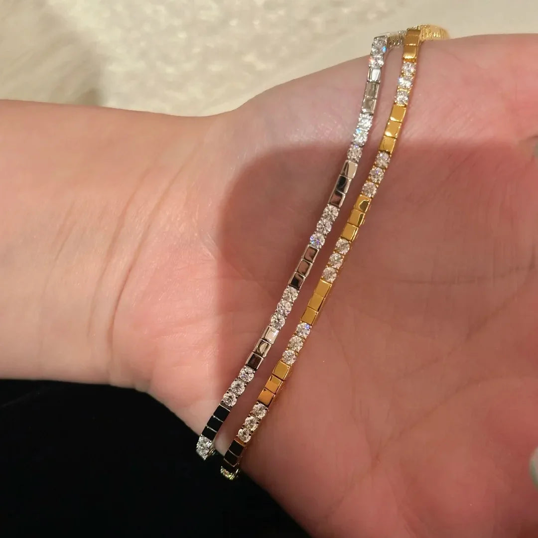 Geometric Cubic Zirconia Tennis Bracelet for Women