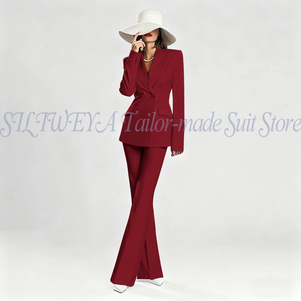 Slim Fit Double Breasted Blazer Suit Set for Women