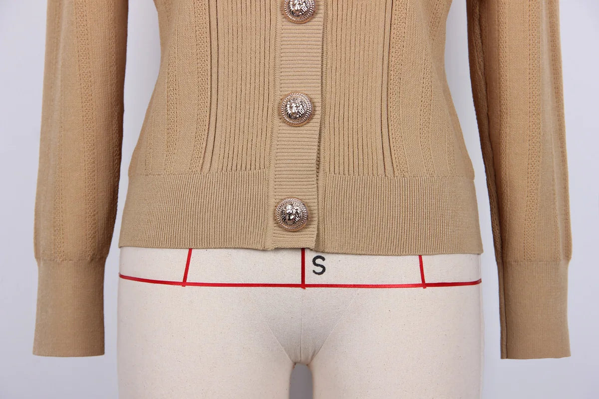 2025 Autumn New Fashion Crew Neck Long-sleeved Top Commuter Single-breasted Slim-fit Sweater Cardigan Jacket for Women