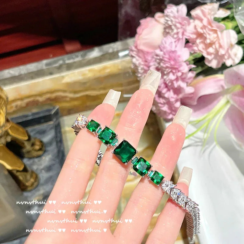 Delicate Green Zircon Wedding Jewelry Set for Women