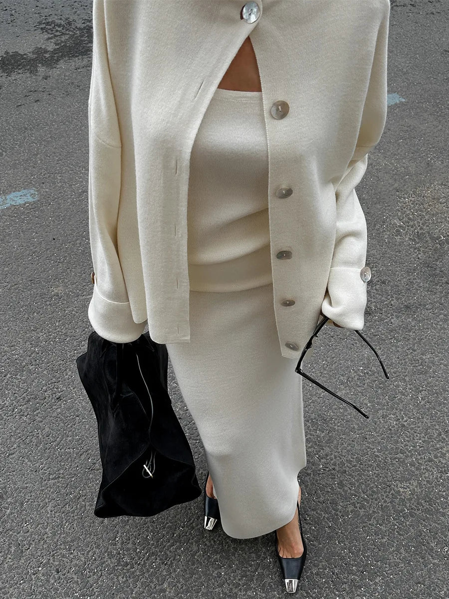 Three-Piece Knit Set Ensemble