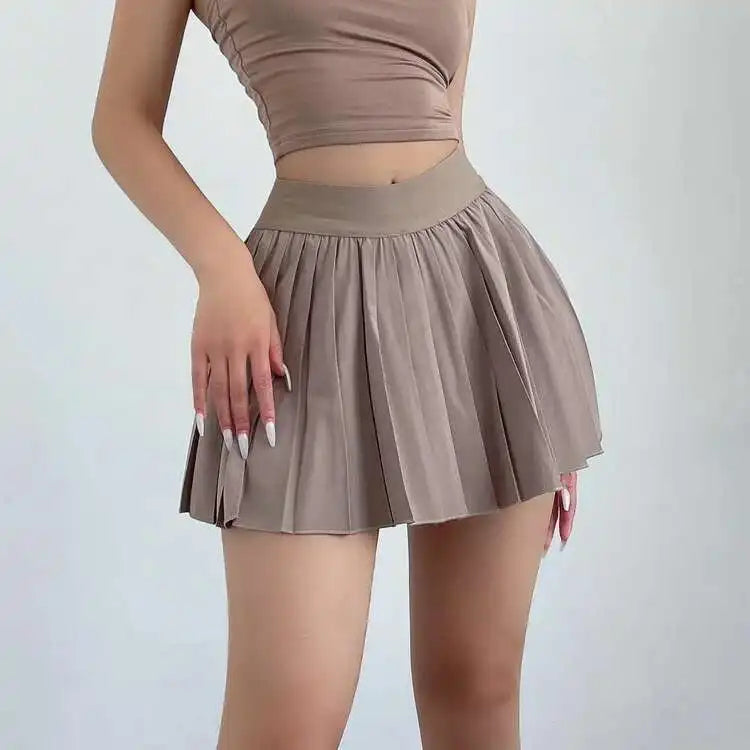 High-Waisted Pleated Mini Skirt