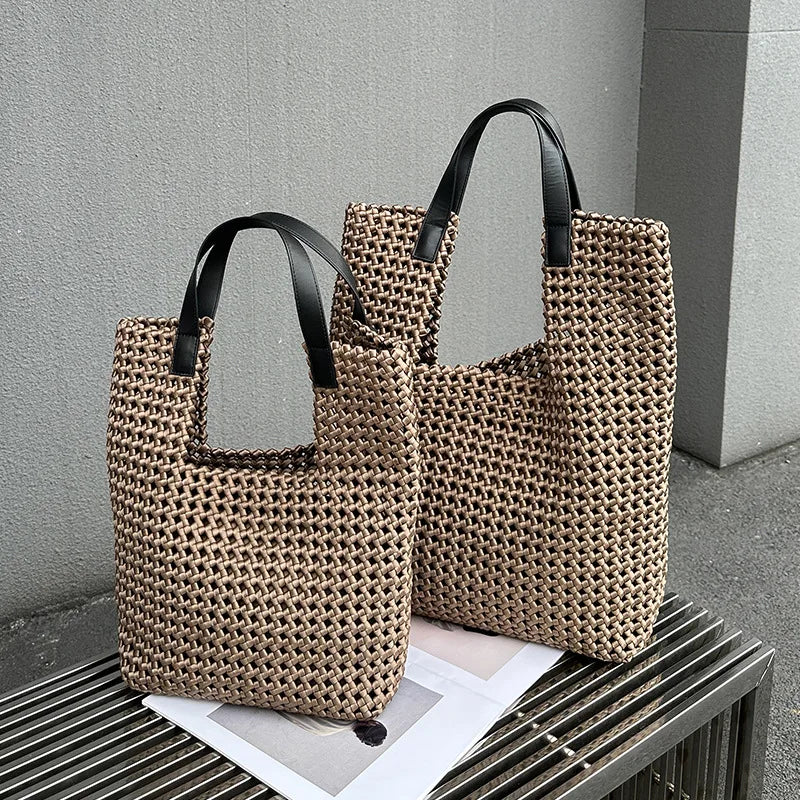 Rope Woven Shoulder Tote Bag