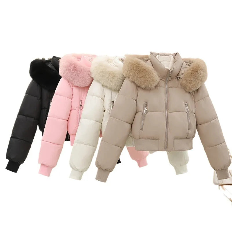 Warm Hooded Cotton Padded Winter Parka Coat for Women