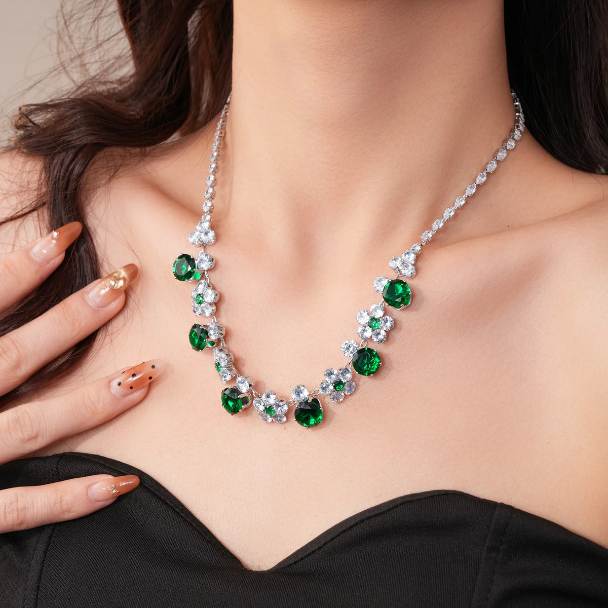 Floral Cubic Zirconia Necklace Set