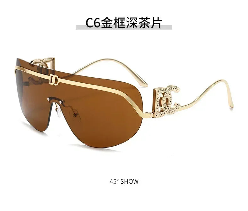 Oversized Gold Shield Sunglasses
