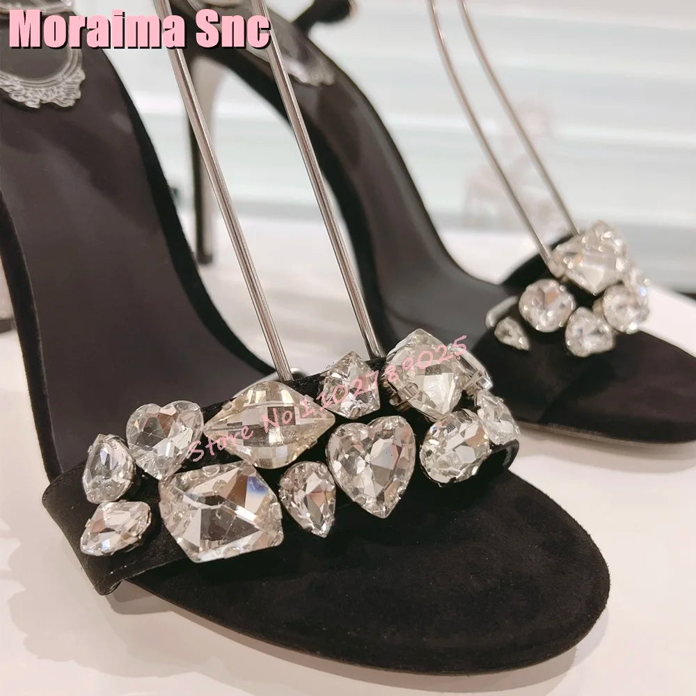 Elegant Crystal Embellished Stiletto Sandals For Women