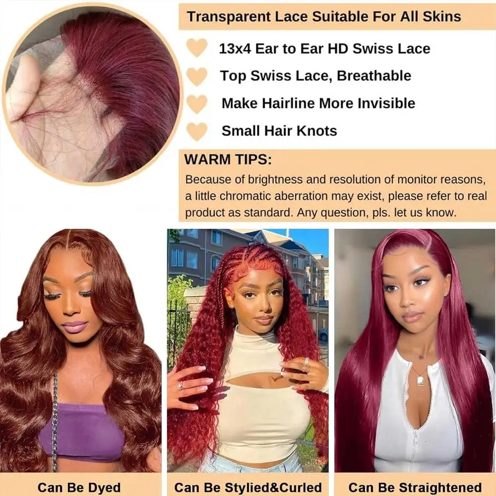 HD Transparent Remy Hair Body Wave Lace Front Wig for Women