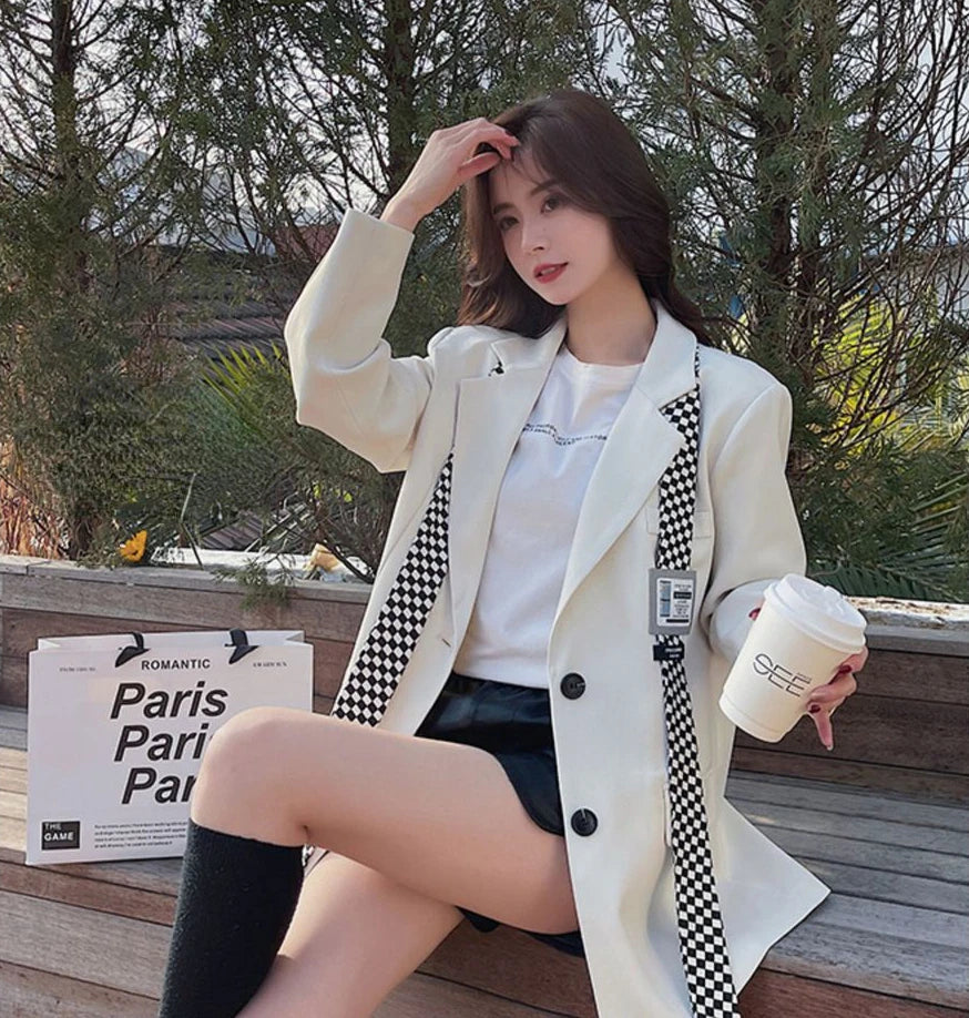 Jacket For Women Casual Long Trend Blazers Luxury Women's Clothing High Quality Clearance Korean 2025 Coat Fall Outfits Blazer