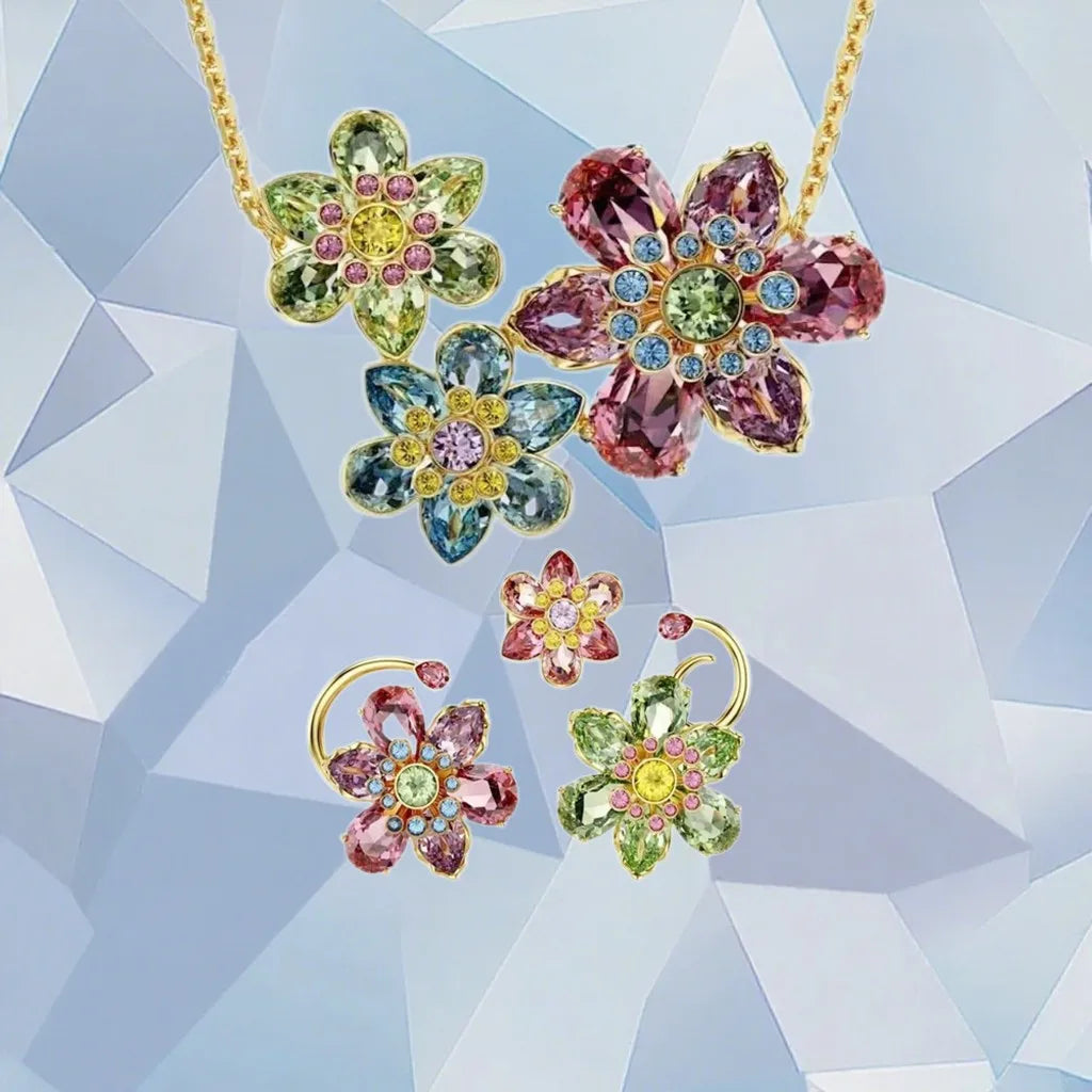 Gold Plated Zirconia Crystal Pendant Set for Women
