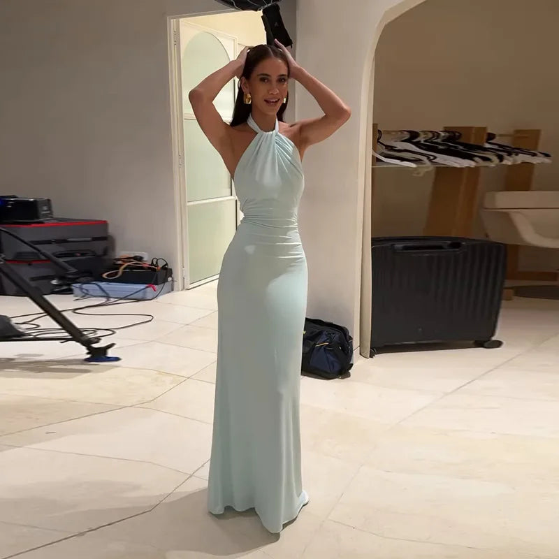 Elegant Sleeveless O Neck Ankle Length Dress for Women