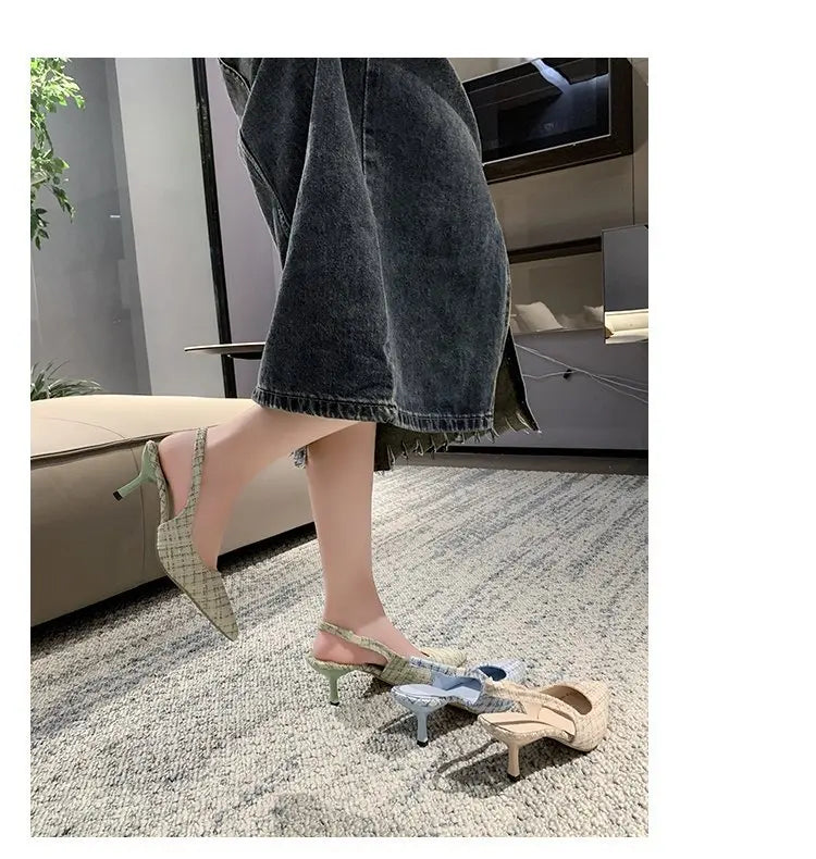 Elegant Blue Pointed Toe Slingback Pumps for Women