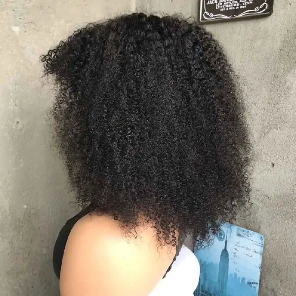 Glueless Short Afro Kinky Curly Bob Human Hair Wig for Women