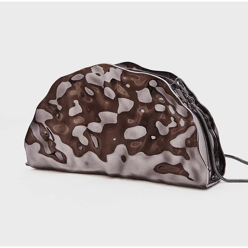 Brand Luxury Design Evening Bag Acrylic Fashion Exquisite High-end Handbag Metal Fan-shaped Crossbody Bag Textured Women's Bag