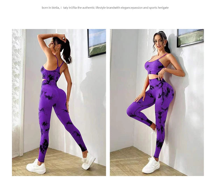 Breathable Tie Dye Yoga Tracksuit Set