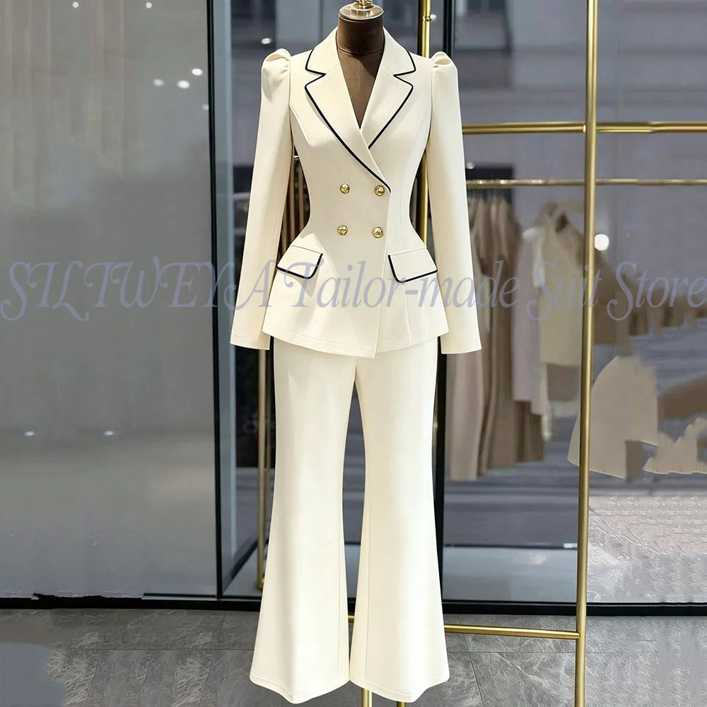 Double Breasted Blazer Set With Side Pockets For Women