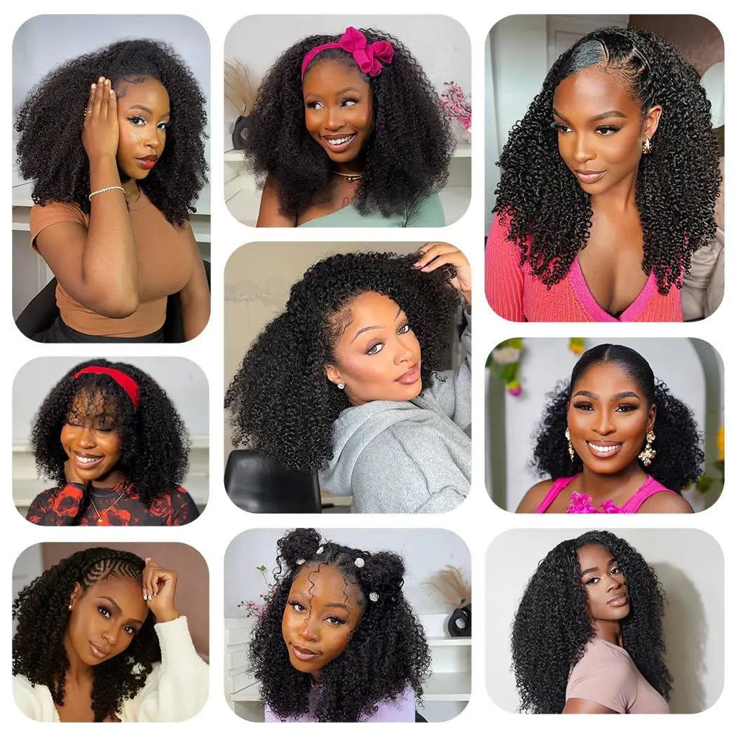 Long Water Wave Human Hair Headband Wig