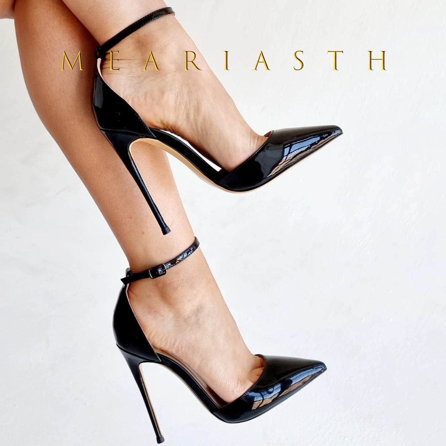Sleek Black Patent Leather Pointed Toe Pumps for Women
