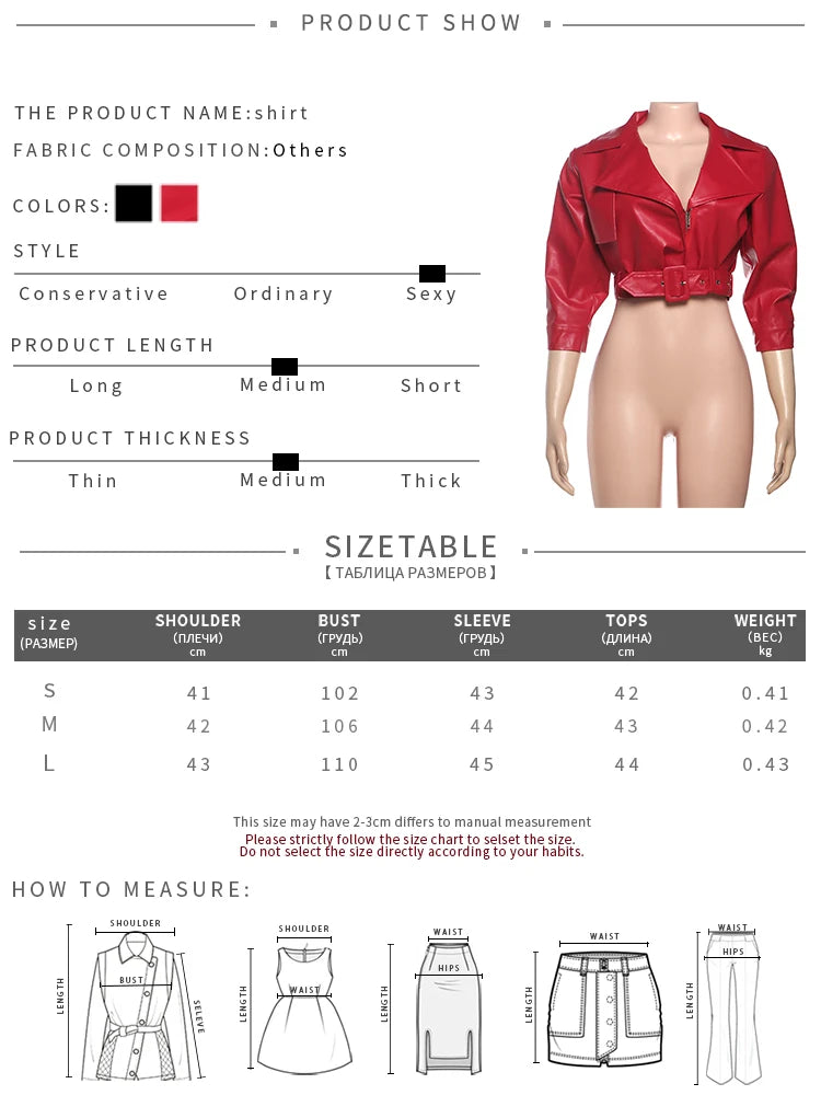 Elegant Belted Faux Leather Cropped Jacket for Women