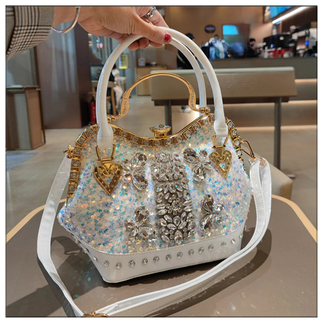 Crystal Sequin One Shoulder Crossbody Handbag for Women