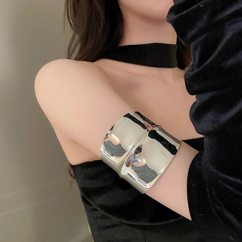 Layered Geometric Metal Cuff Bracelet