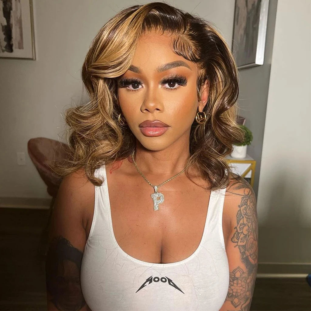 Ombre Honey Blonde Body Wave Lace Front Wig for Women