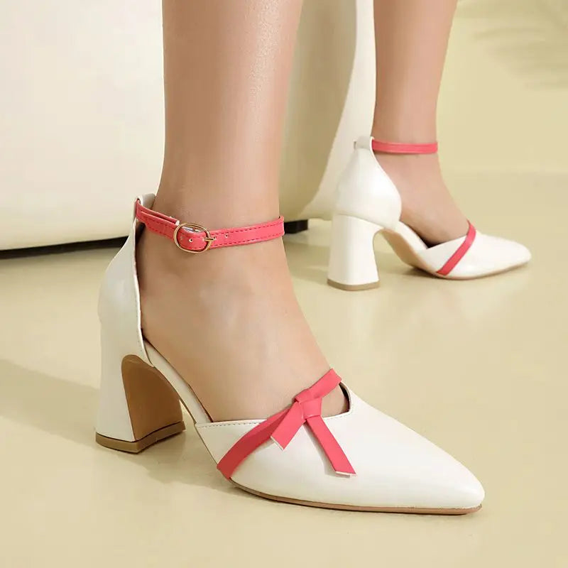 Pointed Toe Buckle Strap Bowknot Sandals for Women