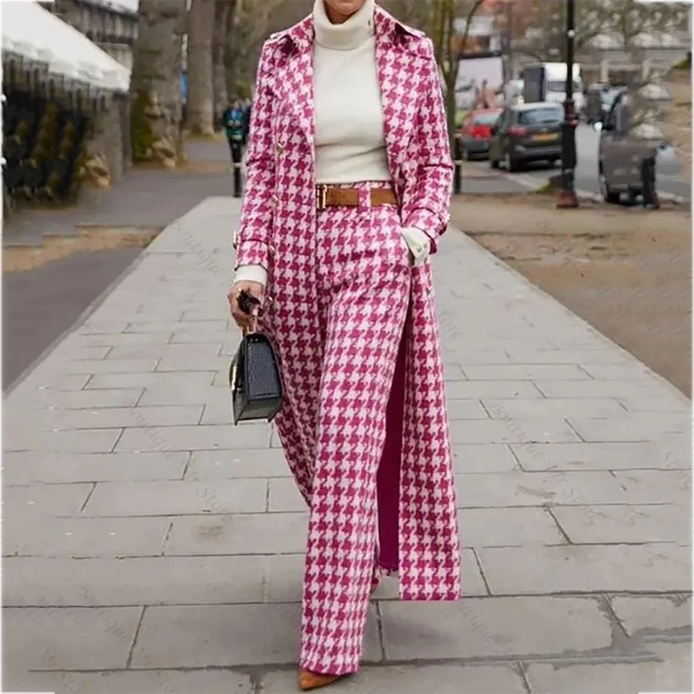 Tailored Pink Houndstooth Suit Set