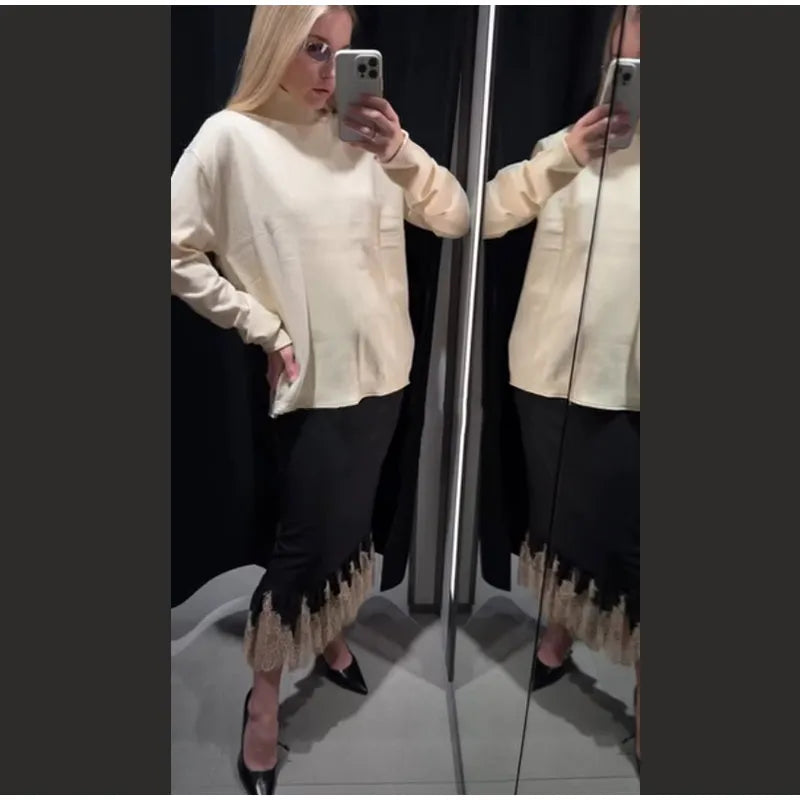 Lace Patchwork Women's Party Dress Loose High Waist Hip Package Long Dresses Female 2026 Spring Fashion Woman Evening Outwears